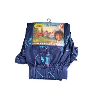 Bob Ross Joy of Painting Mens Boxer Shorts Navy Blue Neon Graphic Print Size M
